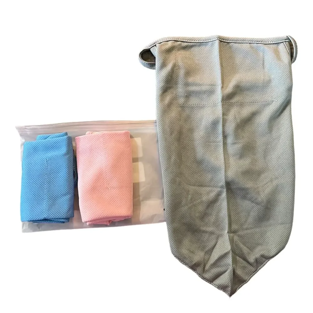 Kids Multicolor Set Of 3 Neck Gaiter Face Bandana Blue Gray Pink